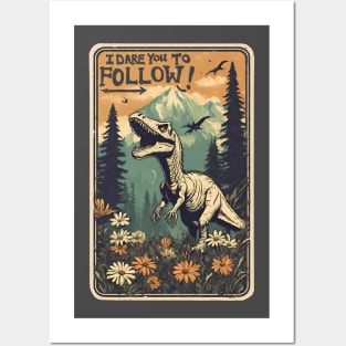 I Dare You to Follow Indominus Rex Vintage Types of Dinosaurs Loves Camping Posters and Art